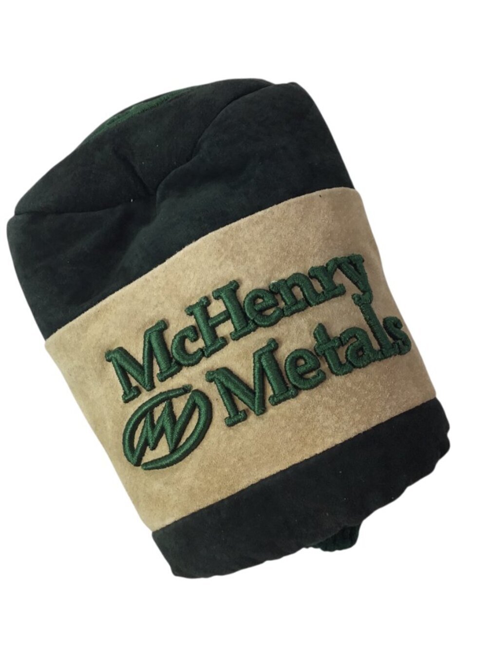 McHenry Metals NIP Golf Head Cover Embroidered Suede Sock Style Green Tan